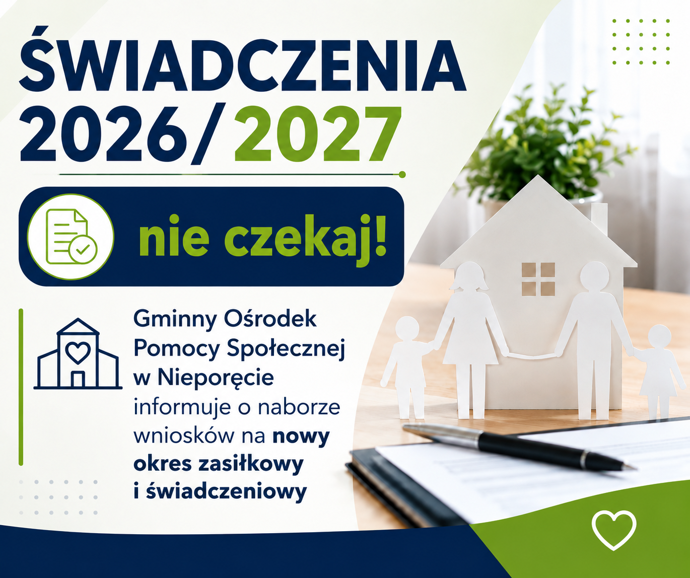 grafika z tekstem Świadczenia 2026/2027