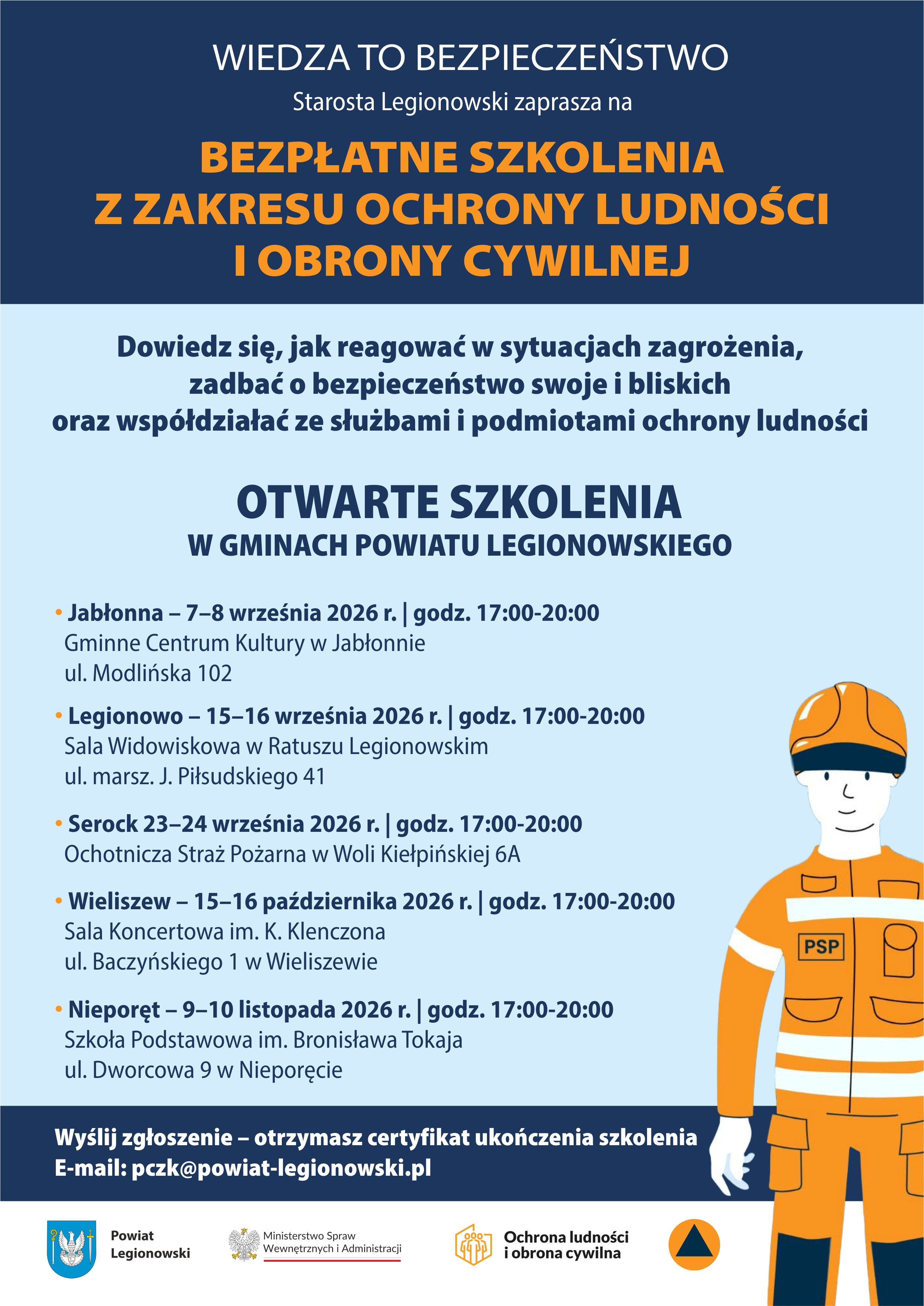 grafika z tekstem dotyczącym szkolenia o bezpieczeństwie 