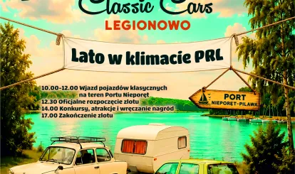Plakat przedstawiający wydarzenie Wakacyjny zlot Classic Cars Legionowo - Lato w klimacie PRL