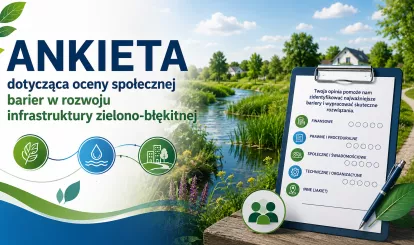 Grafika do komunikatu o ankiecie dotyczącej rozwoju zielono-błękitnej infrastruktury na terenach wiejskich