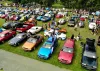 Na zdjęciu wiele samochodów retro - uczestników 1. Zlotu Classic Cars Legionowo  sfotografowanych z góry