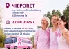 Plakat informujący o Bezpłatnych Badaniach Mammograficznych przy siedzibie Gminnego Ośrodka Kultury w Nieporęcie